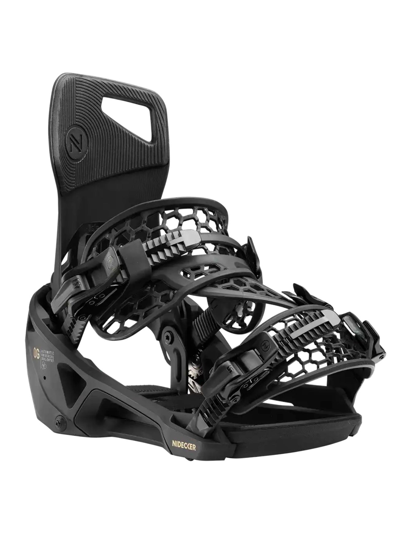 Nidecker OG Supermatic Snowboard Binding 2027 Black front three-quarter view